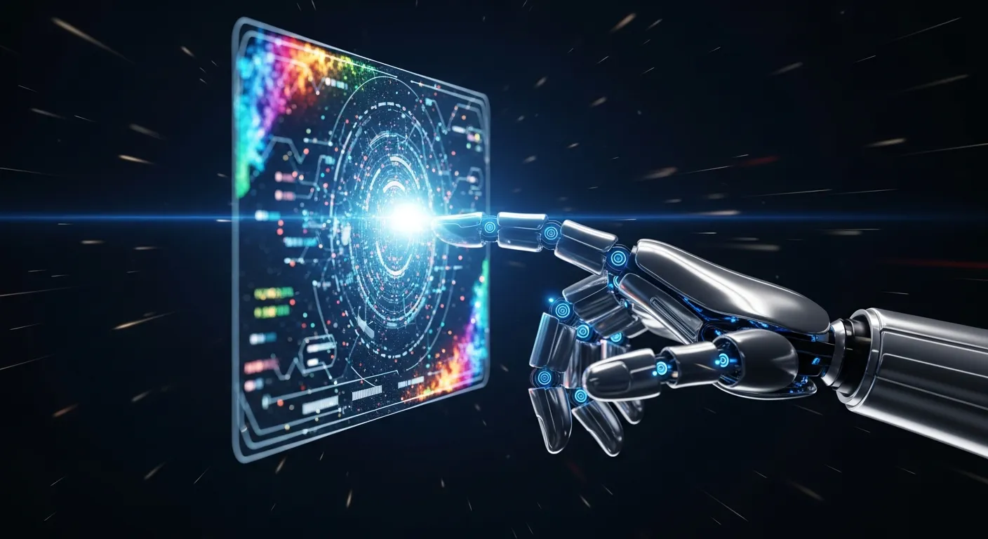 AI robot interacting with digital interface